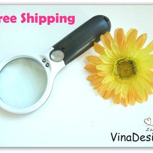 FREE Shipping Big Magnifier Jewelry Magnifying Glass w/ 3 Led Lamp Hand Held Magnifier Large Magnifier 10X Magnifier 20X Glass Magnifier