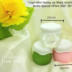 10g Mini Honey Jar Shape Acrylic Cream Bottle Cosmetic Bottle Small Acrylic Empty Bottle Small Travel Kit Eye Cream Bottle Pink Green Bottle