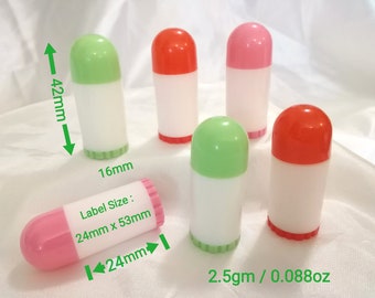 Mini DIY 2.5gm / 0.08oz Empty Direct Fill Red Lipstick Tube Mini Lip Balm Bottle Colorful Lipstick Tube Direct Fill Plastic Lip Balm Bottle
