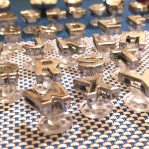 14mm SILVER Tone Crocs Letter & Diamond Charms 0-9 Numbers Charm Shoe A-Z Silver Letter Charm Large Diamond Crocs Charm Heart Diamond Charm