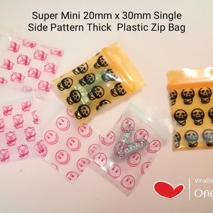 Super Mini 20x30mm 100pcs Single Side Pattern Thick Zip Bag Orange Zip Bag Skull Head Pattern Resealable Bag Cute Pig Poly Bag Smiley Face