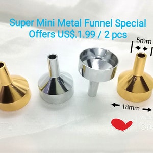 2 pcs Super Mini Metal Funnel Super Mini Gold Metal Funnel Mini Silver Metal Funnel Small Liquid Funnel Perfume Metal Funnel Reusable Funnel