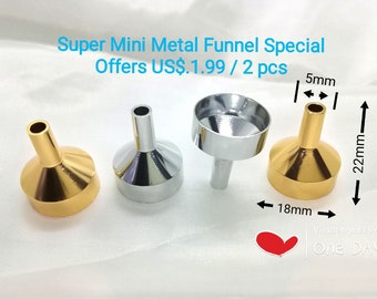2 pcs Super Mini Metal Funnel Super Mini Gold Metal Funnel Mini Silver Metal Funnel Small Liquid Funnel Perfume Metal Funnel Reusable Funnel