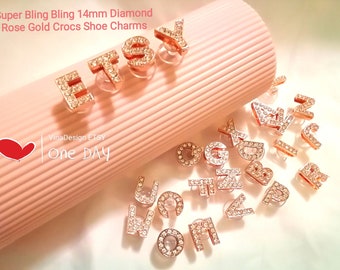 Super Bling Bling 14mm Diamond Rose Gold Crocs Shoe Charm Charm Diamond Shoes Charm DiamondCharm Shoes Charm