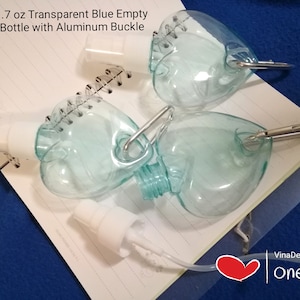50ml/1.7 oz Transparent Blue Empty SPRAY Bottle with Aluminum Buckle Plastic Heart Shape Spray Bottle Hanging Spray Bottle Clear Hook Bottle