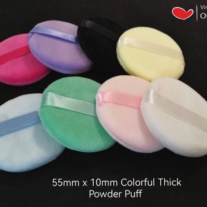 1 pcs 55mm Colorful Thick Powder Puff  Pink Ribbon Powder Puff Purple Powder Puff Round Powder Puff Green Puff Large White Ribbon Soft Puff