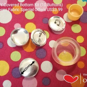 DIY 22mm Covered Bottom Kit with 3 pieces Fabric Cover Cloth Button Set 22mm Cover Button Tool Aluminum Small Button free Cloth Fabric 3 pcs