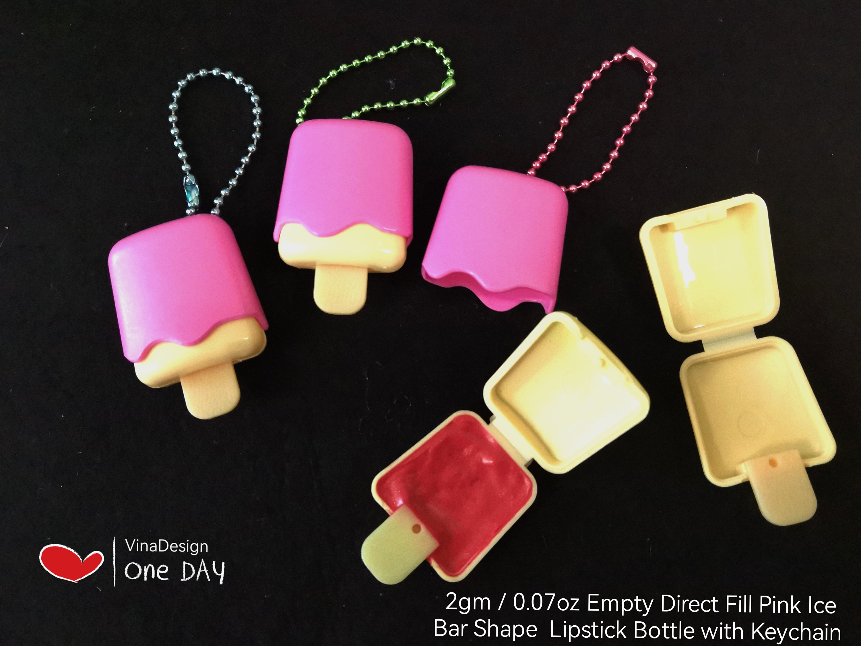 新品稀少/LIP CREAM/Jersey set up/SIZE L 2gm / 0.07oz Empty Direct Fill Pink Ice Bar Shape Lipstick Bottle