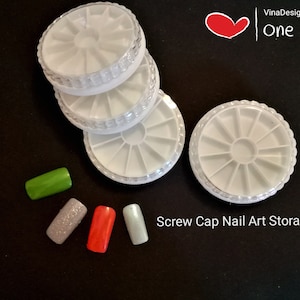 12 Part Screw Cap Nail Art Storage Box Clear Nail Charm Storage Box Nail Charm Circle Wheel box Round Storage Box Small Nail Charm Storage