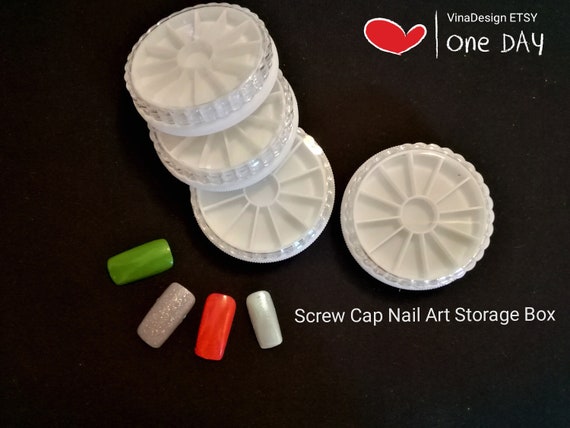 12 Part Screw Cap Nail Art Storage Box Clear Nail Charm Storage