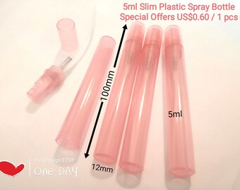 5ml Light Pink Plastic Spray Bottle Slim Shape Empty Spray Bottle Atomizer Spray Bottle 0.17oz Pink Perfume Spray Bottle Empty Pink  Bottle