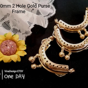 4mm Mini Gold Purse Frame 2 Hole Purse Frame Small Round Purse Frame Mini Purse Frame w/ Hanging Mini Doll Purse Frame 2 Hook Purse Frame