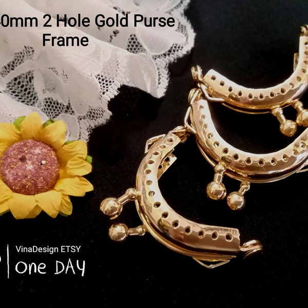 4mm Mini Gold Purse Frame 2 Hole Purse Frame Small Round Purse Frame Mini Purse Frame w/ Hanging Mini Doll Purse Frame 2 Hook Purse Frame