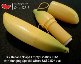 DIY Cute Yellow Empty Lipstick Tube w/Hanging 12.1 Empty Lipstick Bottle Empty Lipstick Container DIY LipBalm Bottle Banana Lipstick Bottle