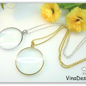 Big Magnifying Necklace Glass Magnifying Pendant Magnifying Necklace Glass Magnifier Necklace Silver Magnifying Pendant Christmas Gift Idea