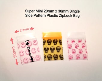 Super Mini 20x30mm 100pcs Single Side Pattern Thick Zip Bag