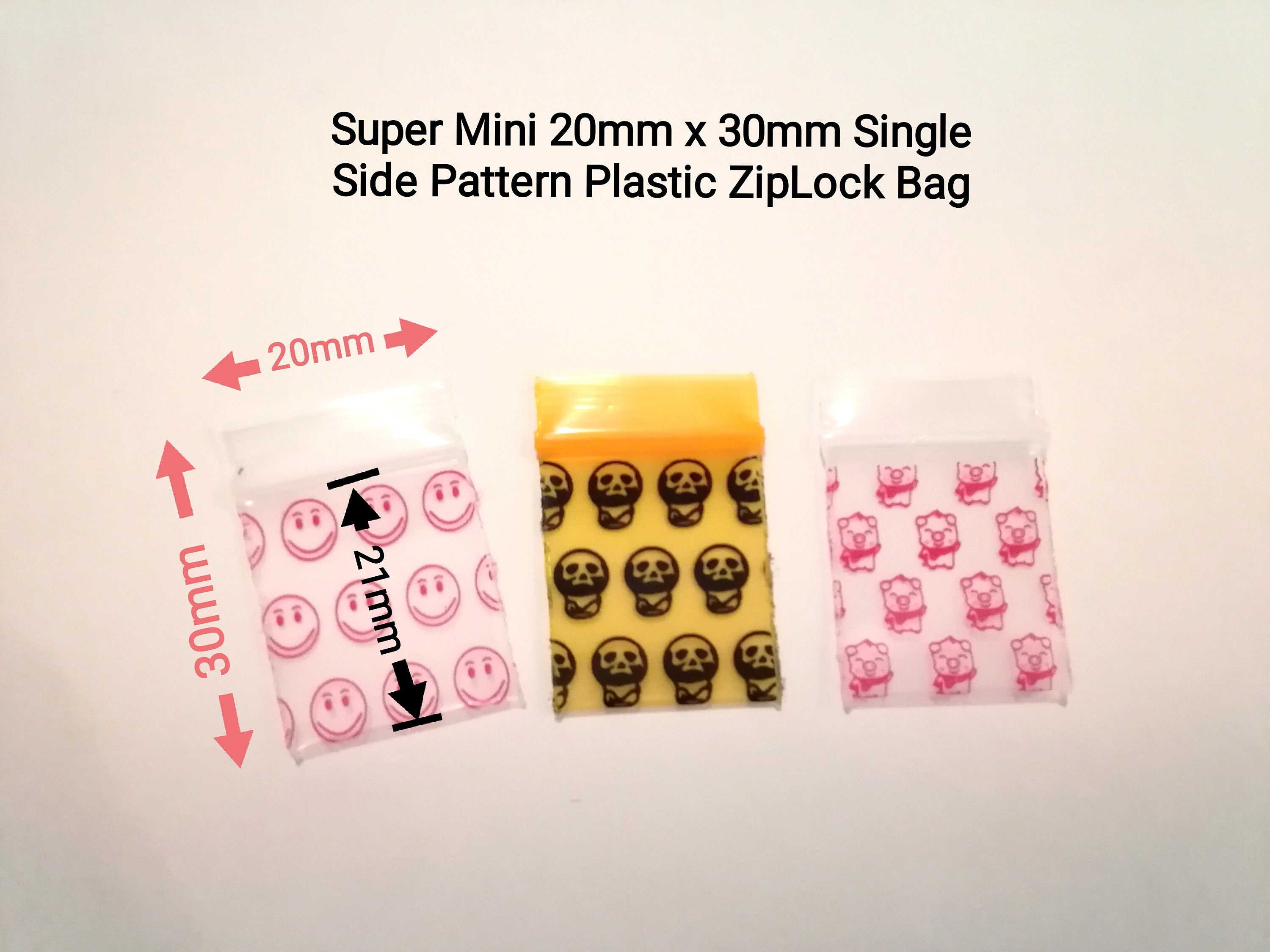 ミニラピング袋 Super Mini 20x30mm 100pcs Single Side Pattern Thick Zip Bag