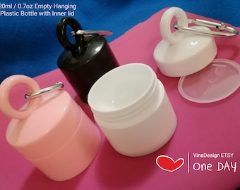 20ml/0.7oz Empty Hanging Plastic Bottle w/ Inner Lid Empty Gel Bottle w/ Hook Small Travel Empty Bottle Round Plastic Bottle Cosmetic Bottle