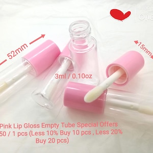 3ml Small Empty Pink Lip Gloss Tube Lip Moisturizer Bottle Small Lip Gloss Container LipGloss Sample Bottle Lip Gloss Holder Lip Gel Bottle