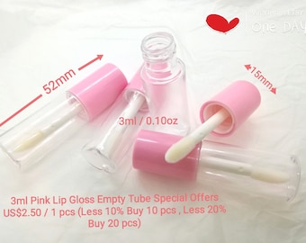 3ml Small Empty Pink Lip Gloss Tube Lip Moisturizer Bottle Small Lip Gloss Container LipGloss Sample Bottle Lip Gloss Holder Lip Gel Bottle
