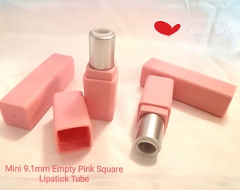 High Quality Mini 9.1mm Empty Pink Square Lipstick Tube Small Pink Lipstick Bottle Square Pink Lipstick Bottle DIY Square Lipstick Tube Pink