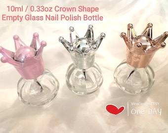 10ml Pink Crown Shape Empty Nail Polish Bottle Nail Polish Bottle Cutie Nail Polish Bottle Gold Empty Polish Bottle Small Sliver Nail Bottle