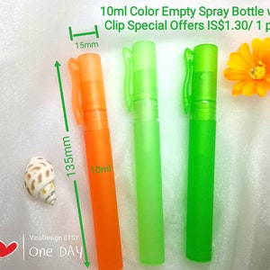LESS 30% 60pcs 10ml Color Empty Plastic Spray Bottle w/Clip Green Empty Spray Bottle Fragrance Empty Clip Spray Bottle Orange Perfume Bottle
