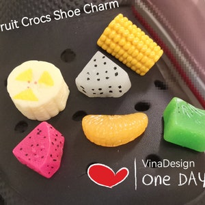 3D Fruit Shoe Charm Kiwi Croc Charm Corn Shoe Charm Dragon Fruit Shoe Charm Orange Fruit Charm Banana Shoe Charm White Pitaya Fruit Charm