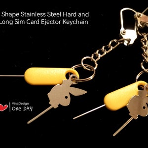 Rabbit Shape Stainless Steel Hard and Super Long Sim Card Opener Keychain Sim Card Tray Ejector Sim Card Open Needle Long Sim Card Ejector