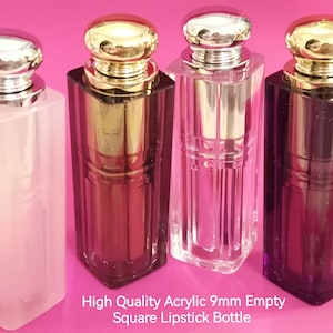 9mm Empty Square Lipstick Tube Pink Square Lipstick Bottle Purple Square Lipstick Tube Clear Square Lipstick Tube Gray Square Lipstick Tube