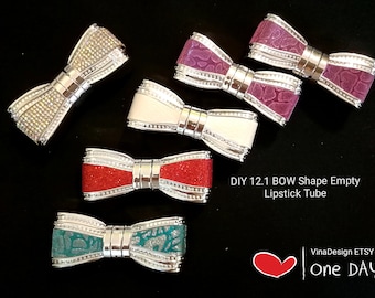 DIY 12.1 Bow Empty Lipstick Tube 12.1 ONLY White Empty Lipstick Bottle Bow Shape Empty Lipstick Tube LipBalm Tube Bright White Lipstick Tube