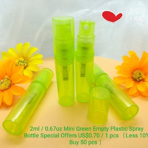 2ml/0.67oz Mini Green Empty Plastic Spray Bottle Less 10% Buy 50pcs Mini Empty Spray Green Bottle Atomizer Spray Bottle Perfume Spray Bottle