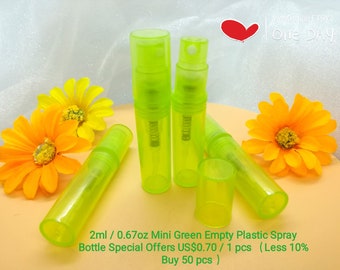 2ml/0.67oz Mini Green Empty Plastic Spray Bottle Less 10% Buy 50pcs Mini Empty Spray Green Bottle Atomizer Spray Bottle Perfume Spray Bottle