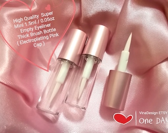 Mini Empty THICK Brush Pink Eyeliner Bottle 1.5ml/0.05oz High Quality Small Eyeliner Tube Pink Serum Bottle Pink Double Eye Lid Glue Bottle