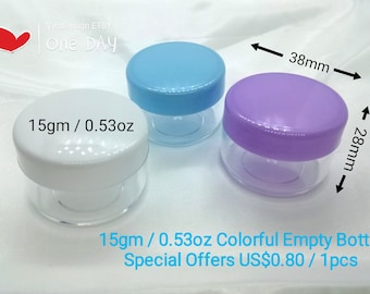 15g/0.53oz Large Color Empty Bottle Lotion Empty Bottle Small Travel Empty Bottle Round Plastic Bottle Cosmetic Case Cream Bottle Gel Bottle