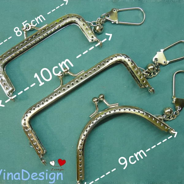 8.5cm Silver Purse Frame With Bell KeyChain Holder 8cm Purse Frame  Purse Frame Purse Silver Purse Frame Half Round Purse Sew On Purse Frame