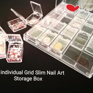 20 Grid Pink Slim Nail Art Storage Box Clear Storage Box Nail Charm Organizer Nail Charm Storage Box 20 Section Clear Individual Storage Box