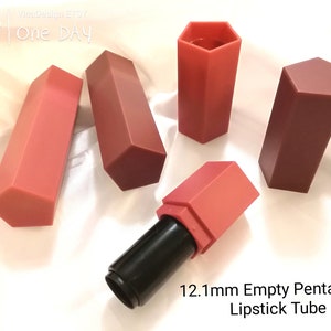 12.1mm Empty Pentagonal Lipstick Tube Empty LipBalm Bottle Empty Red Lipstick Tube Empty Red LipStick Tube DIY Empty Lipstick Tube Dark Red