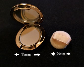 Super Mini Real Powder Compact Mirror Case w/ Power Puff Gold Compact Mirror Case Cosmetic Box AG Girl Cosmetic Case Reusable Cosmetic Box