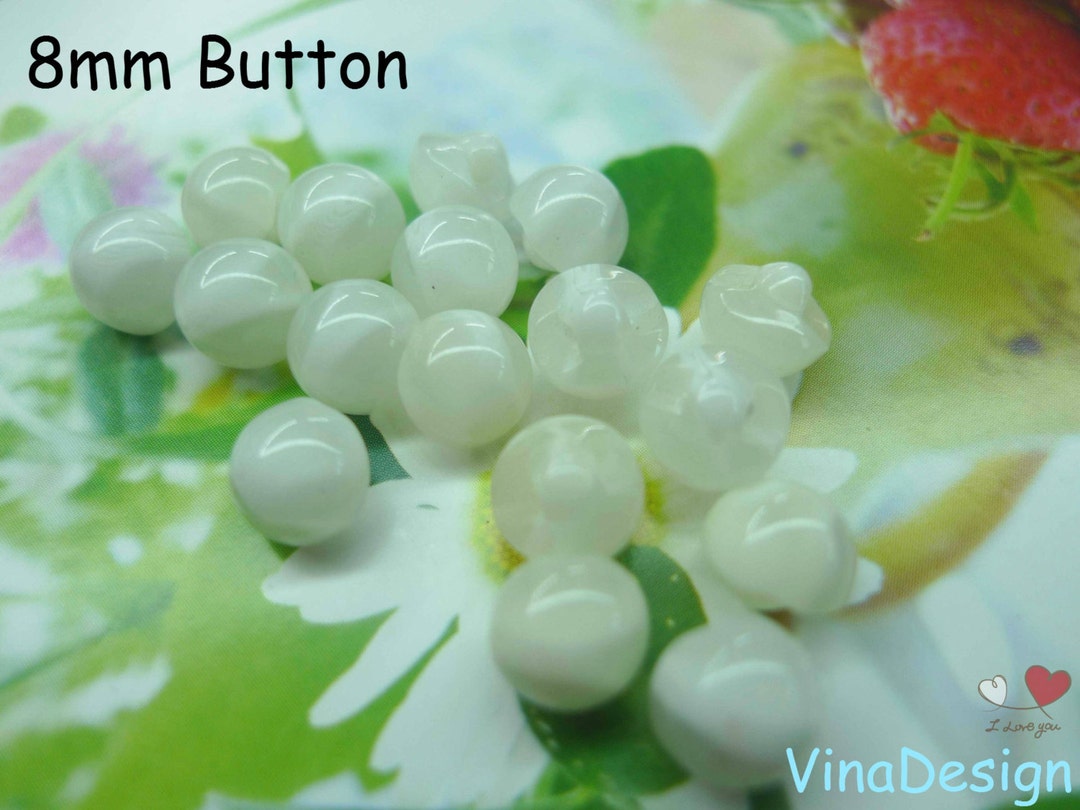8mm Baby Light Ivory Button 8mm White Button Round Button Doll Button ...