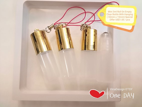 3ml Roll On Empty Clear Bottle / Hanging Rope 3ml Essential Oil Bottle Roll Ball Bottle Small Steel Ball Roll-On Bottle Small Perfume Roller