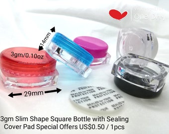 3g Slim Shape Square Clear Plastic Bottle w/ Sealing Pad Cosmetic Box Square Plastic Bottle Clear Cosmetic Jar Lip Balm Bottle Storage Box