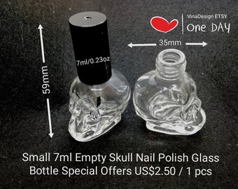 Small 7ml Empty Skull Nail Polish Glass Bottle Skull Empty Nail Polish Bottle Empty Nail Polish Container Empty Glass Nail Polish Bottles