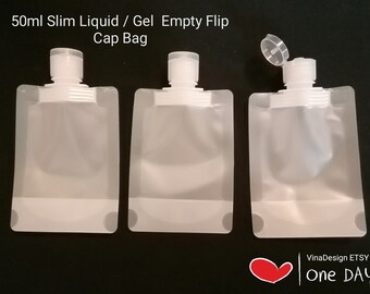 50ml Slim Liquid Flip Cap Bag Gel Flip Cap Bag Slim Storage Bag Empty Storage Bag Large Clear Bottle Stylish Clear Bottle Square Storage Bag