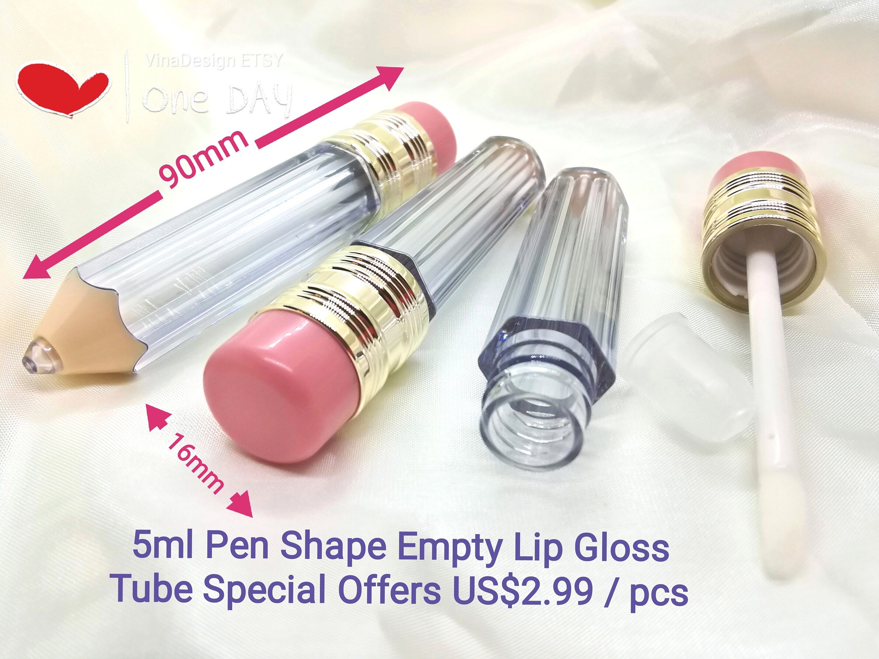 WSERE 10 Pieces Pencil Shape Cute Empty 5ml Lipgloss Lip Gloss Tube  Containers Bottles Refillable Lip