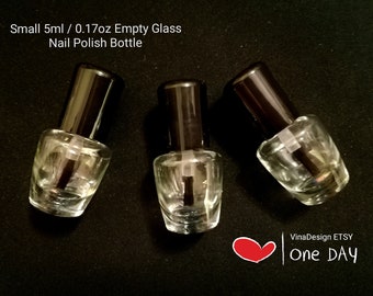 Small 5ml / 0.17oz Empty Glass Nail Polish Bottle Cute Shape Nail Polish Glass Bottle Mini Nail Polish Glass Bottles Thick Glass Nail Bottle