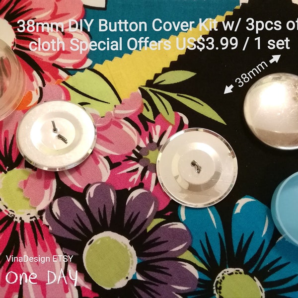 DIY Big Button Cover Kit 38mm Cover Button Tool 38mm Large Button free Cloth Fabric 3pcs Aluminum Large Round Cover Button DIY Cover Button