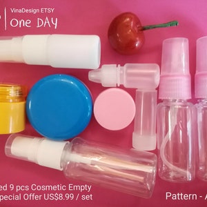 9 pcs Assorted Sample Empty Bottle Small Plastic Spray bottle Travel Empty bottle Kit Small Tear Drop Empty Bottle Cosmetic Empty Container