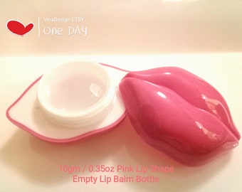 10gm Empty PINK Lip Shape Bottle Lip Gloss Bottle Lip Shape Lipbalm Bottle Lip Shape Cream Bottle Lip Stick Bottle Lip Shaped Cream Bottle