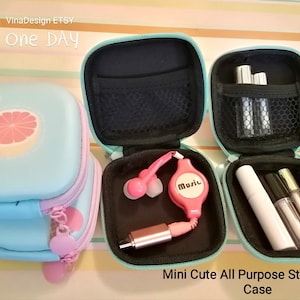 Mini Colorful Storage Zip Case Travel Soft Storage Box Square Headphone Case Cable Organizer Box Small Protective Case Mini Shock Proof case